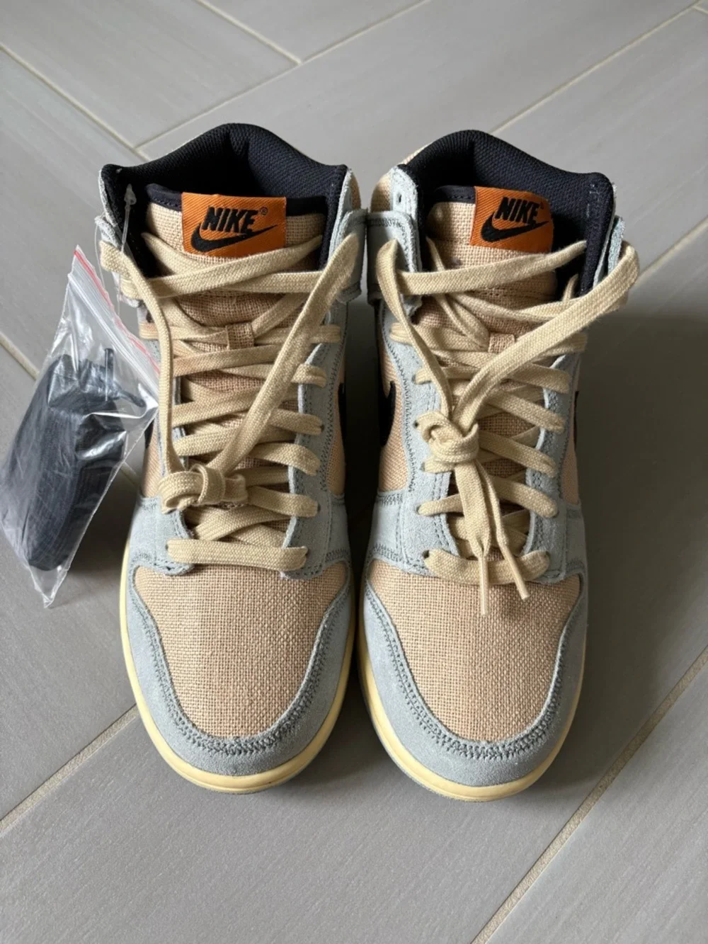 Nike Dunk Hi SE “Hemp Hoops” Sneakers in Beige, Pale Blue & Black | 2023
